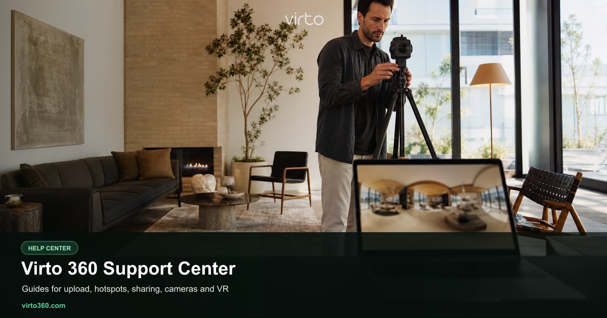 Virto 360 support help center for 360 virtual tours