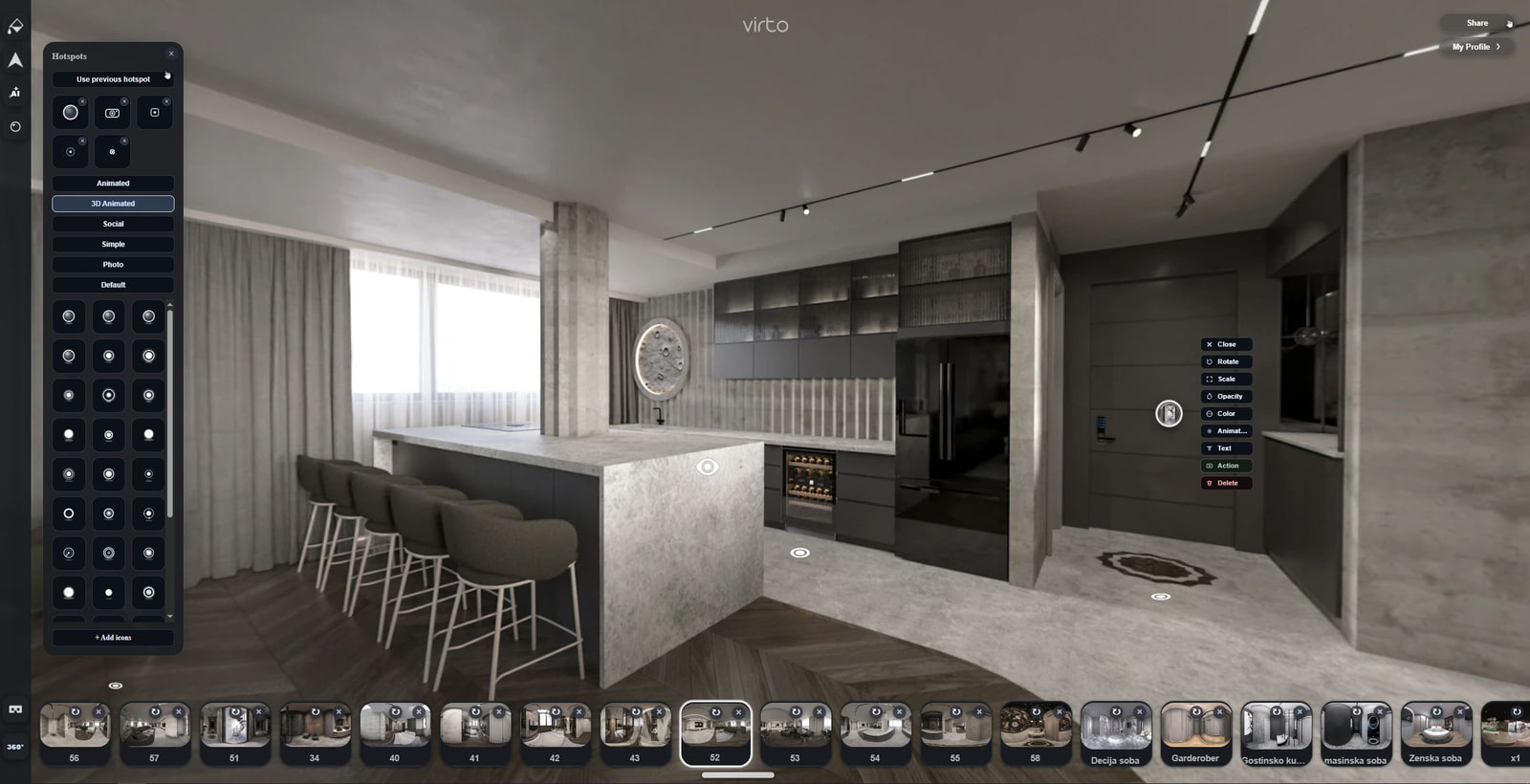 Virtual tour software — 360° virtual tour editor in the browser with hotspots, Virto 360
