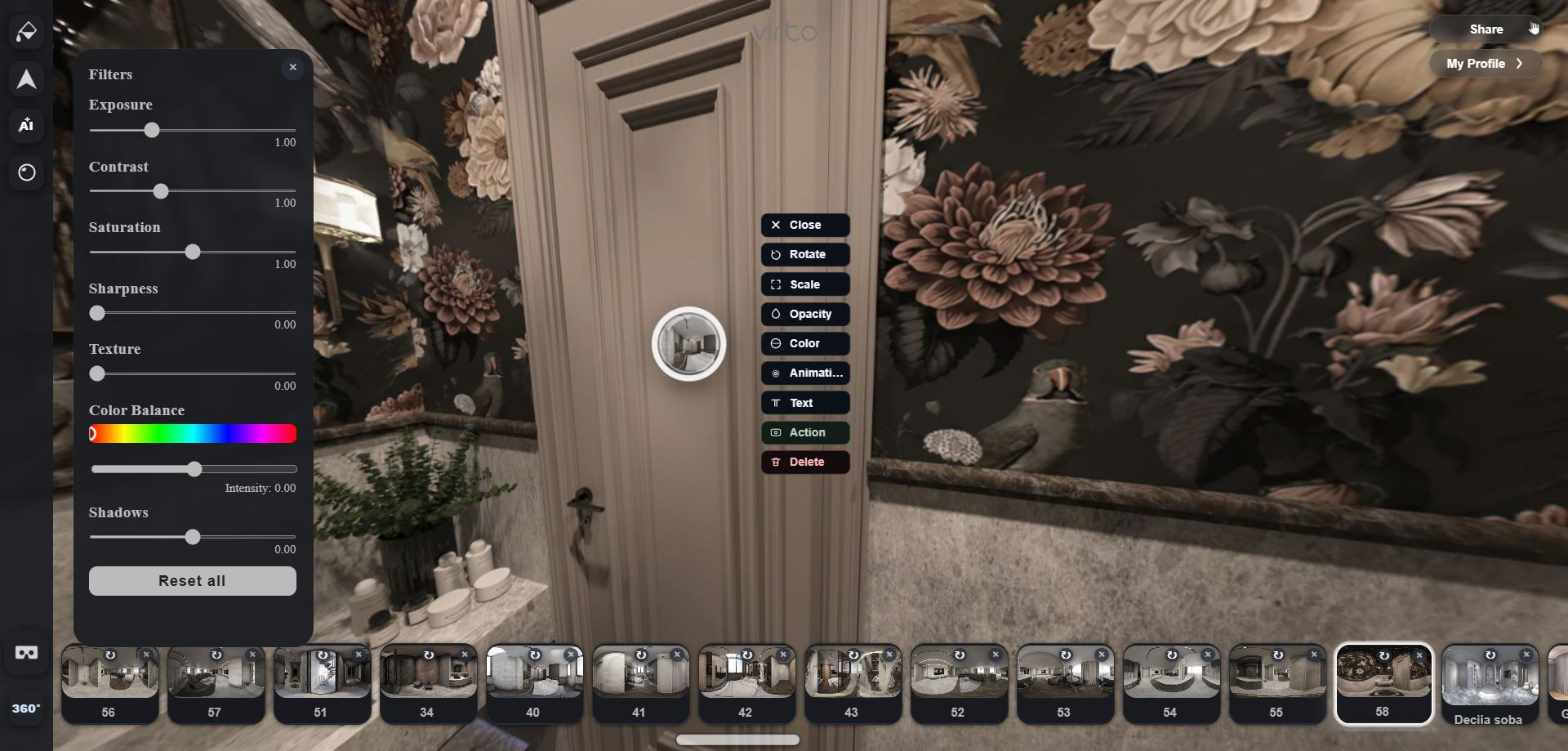 Virtuele tour software — 360° editor in de browser met hotspots en AI, Virto 360